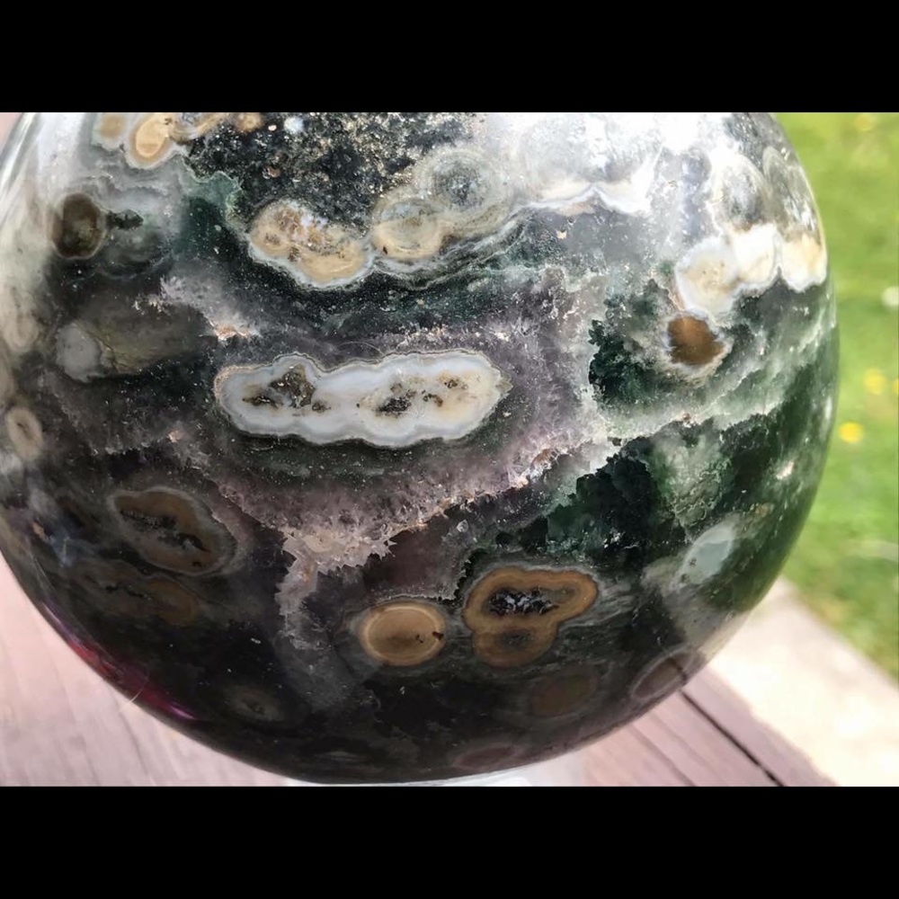 Stunning 5.5 lb Ocean Jasper Sphere - Picture 7 of 8